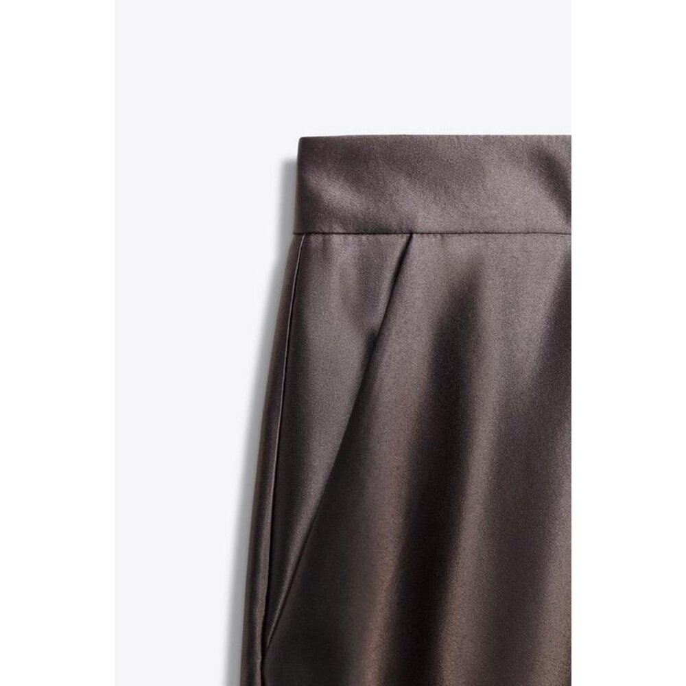 ZARA SATIN STRAIGHT-LEG TROUSERS - Picture 8 of 8